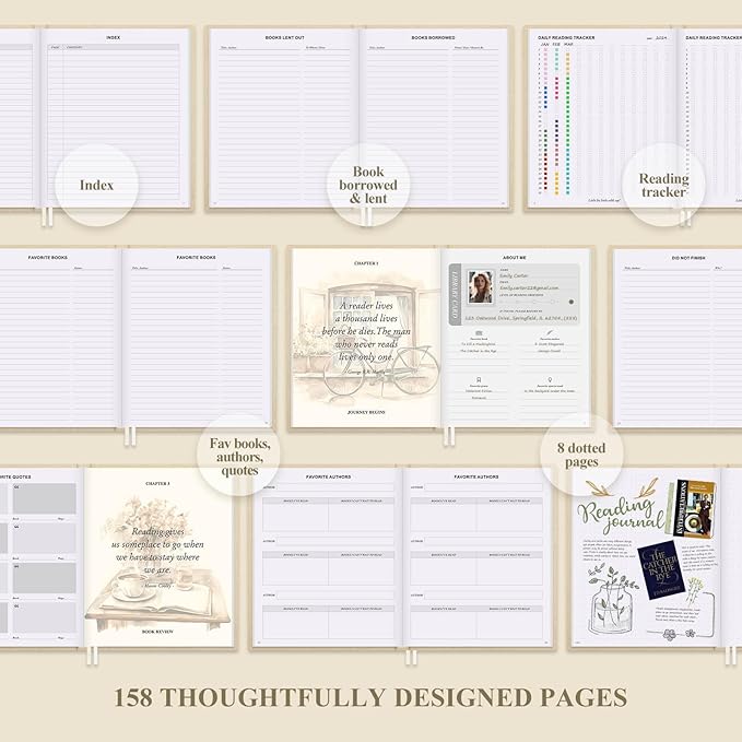 Lanpn Reading Book Journal for Book Lovers Readers, 9.3" x 7.7", 158 Pages Linen Hardcover Books Tracker with 52 Reviews, Read Log Notebook Bookish Gifts (Green)