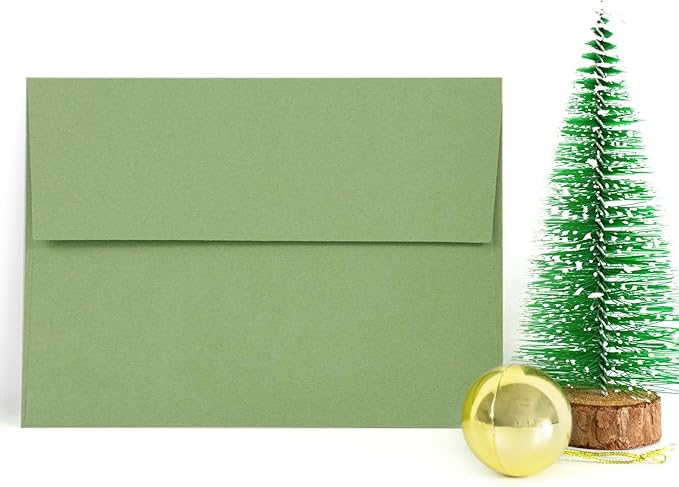 100 Pack Sage green 5x7 Envelopes for 5x7 Cards,Invitations,Wedding,Baby Shower,Graduation,Self Seal Azaza