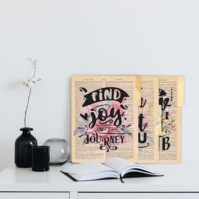 PARTH IMPEX 12 Pack Decorative File Folders, 1/3 Cut Tab with Assorted Positions, Letter Size Paper Holders (9.37” x 11.75”) Matte Finish Laminated for Office School Work - Motivational Quotes Design