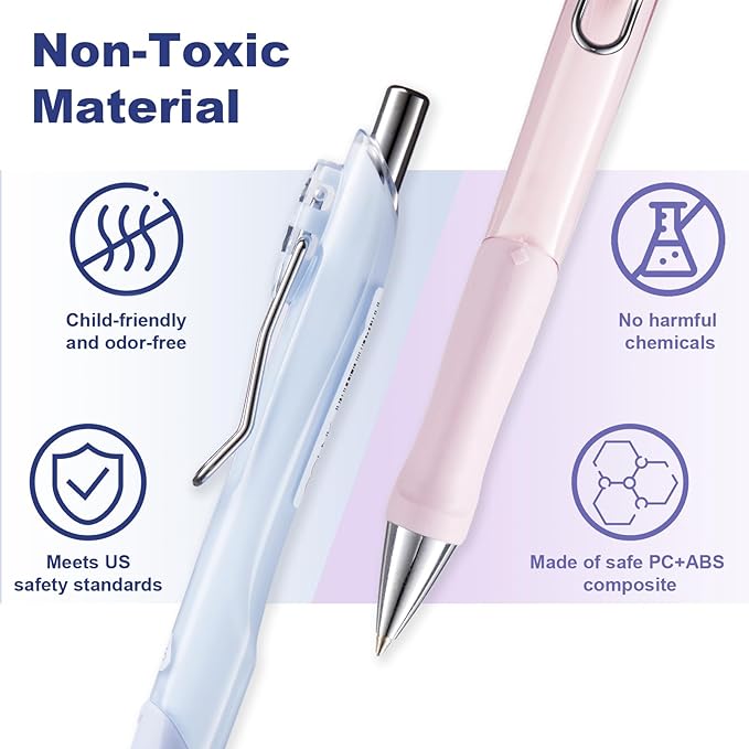 6-Pack 0.7mm Mechanical Pencils with Macaron Colors, Built-In Eraser, Copper Tip, Easy-Load Lead, Metal Clip, Soft Grip, for School, Office, Sketching, Drafting