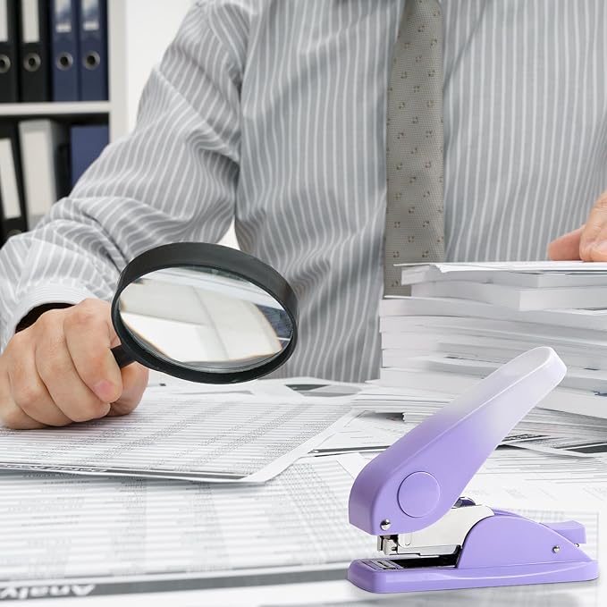 Effort-Saving Lever Teacher Stapler with 1000 Staples, 24/6 and 26/6 Stapler for desks, Offices, and classrooms (Purple)