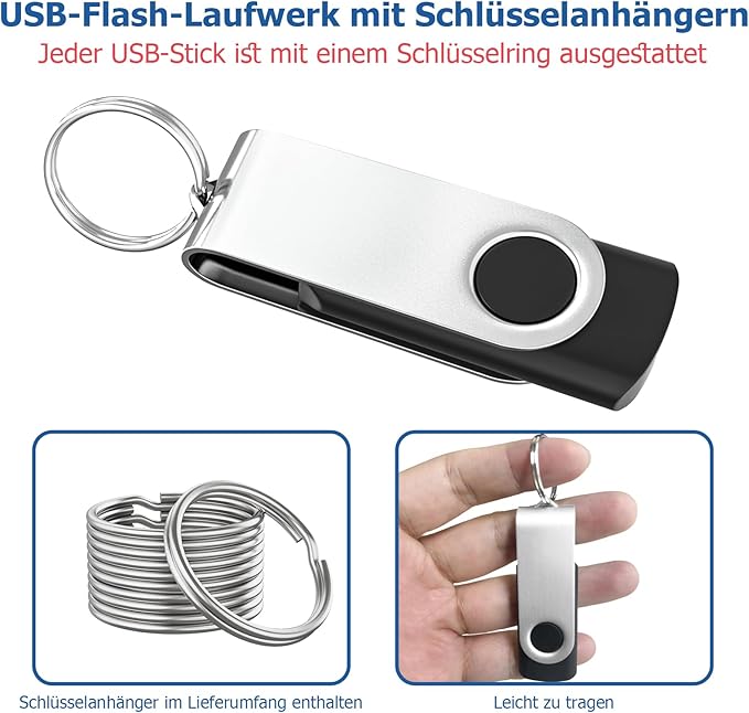 Flash Drives 16GB 10 Pack, Wooolken USB 2.0 Thumb Drives with Keychains Memory Stick USB Drive Pendrive for PC Laptop Computer (Mixcolors)