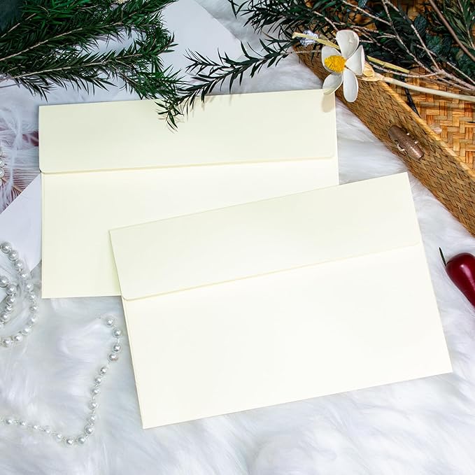 Self Seal A9 Envelopes 50 Pack - 5-3/4 x 8-3/4 Inches Blank Ivory Invitation Envelopes for Cards, Letters, Events & Business Correspondence (Secure Closure)