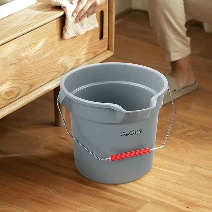 Ramddy 4 Packs 14 Quart Commercial Cleaning Bucket Pail, Heavy Duty Round Utility Pail, Gray