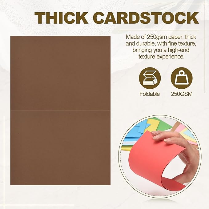 PATIKIL 50Pack Light Coffee 4x6 Blank Cards and Envelopes, Self Seal A6 Envelopes with Folded Cardstock Small for Greeting Cards Wedding Greeting Birthday Invitations Letter Mailing