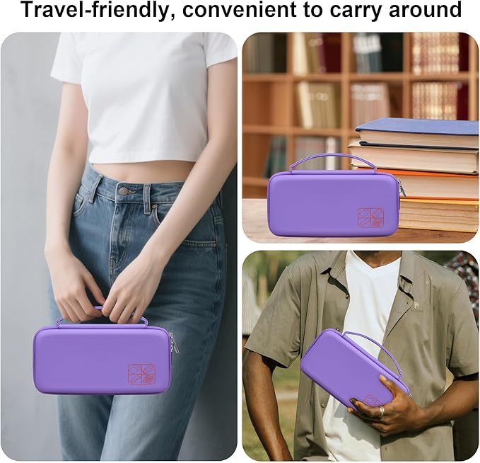 BOVKE Hard Travel Case for Texas Instruments TI-84 Plus CE/TI-84 Plus/TI-83 Plus CE/TI-83 Plus/Casio fx-9750GIII Graphing Calculator, Mesh Pocket for USB Cables, Manual, Pens, Accessories, Purple