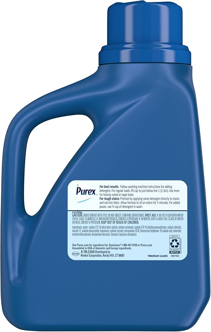 Purex HE Liquid Laundry Detergent, Fresh Spring Waters, 50 Ounce