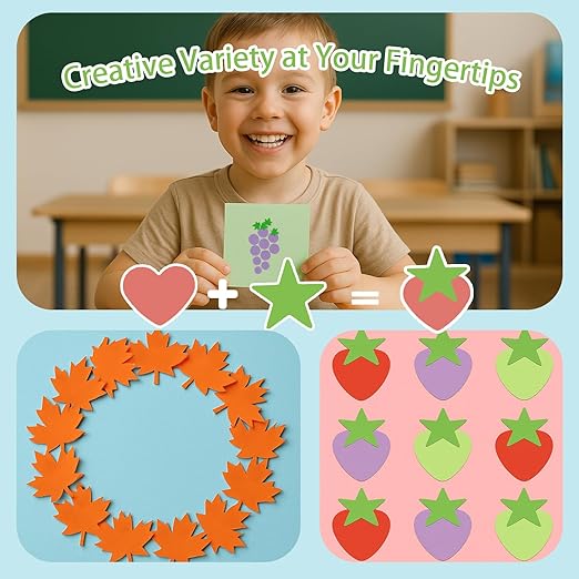 LOVEINUSA 10 Pack Multicolored Shape Paper Hole Punch Craft Set for DIY Crafting, Scrapbooking, Handmade Greeting Cards, Photo Albums, Mini Cutter Nail, and Festival Cards Projects