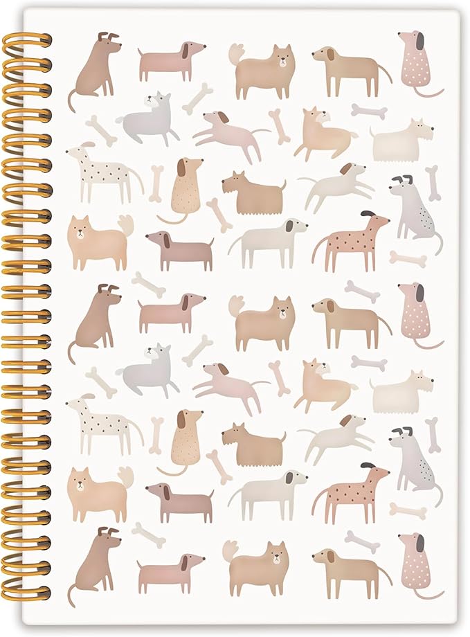 Dog Spiral Notebook Journal, Dog Lovers Gifts Notebooks for Note Taking, Boho Pastel Puppy Hardcover Notebook 5.5x8.3