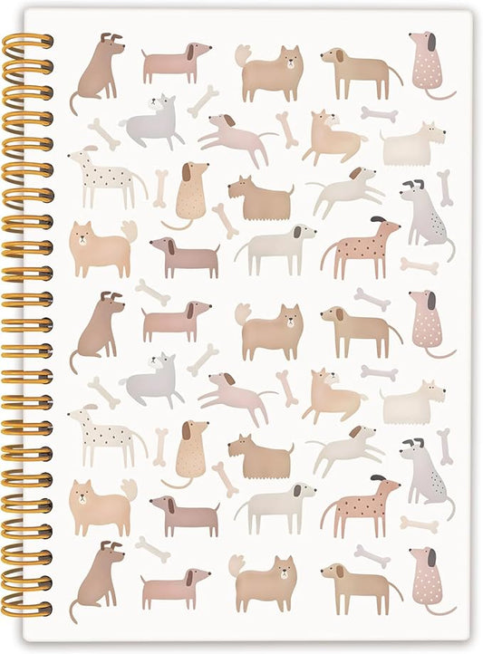 Dog Spiral Notebook Journal, Dog Lovers Gifts Notebooks for Note Taking, Boho Pastel Puppy Hardcover Notebook 5.5x8.3