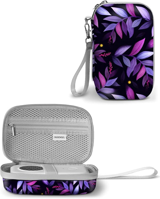 Label Maker Case, EVA Travel Case with Designed Pattern, Compatible with D30, P21, E10, D110 Label Makers (Box Only), Purple Leaves