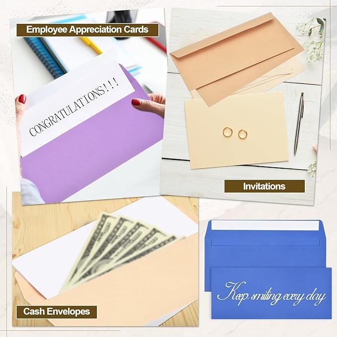 PATIKIL 100 Pack Light Sky Blue #10 Business Envelopes, Colored Self Seal Letter Size Envelopes for Business Mailing Office Checks Invitation, 4-1/8 x 9-1/2 Inches