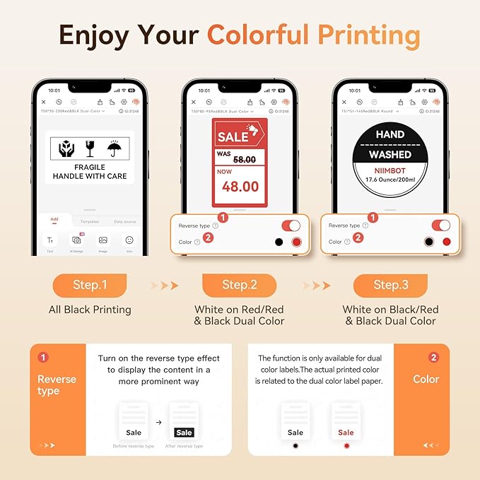 NIIMBOT Red&Black Labels, Refill Sticker Papers Only for B21 Pro 300DPI Label Maker, Dual Color Printing/Jam Paper Good Idea for Schools,Business,Price Tags(1.5''x2''/38x50mm)