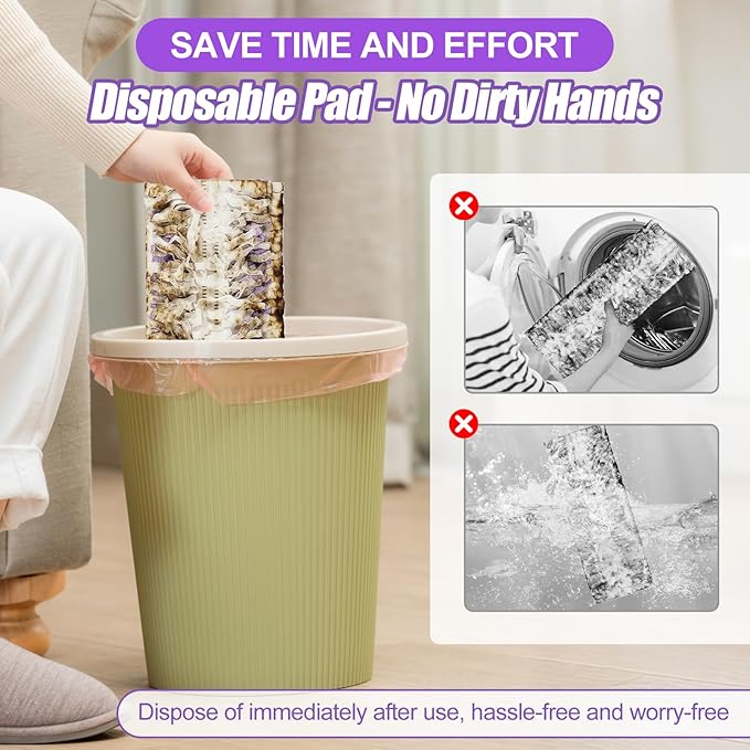 32 Count Disposable Power Mop Pads Compatible with Swiffer PowerMop, Multi-Surface Mopping Pad Refills for Floor Cleaning