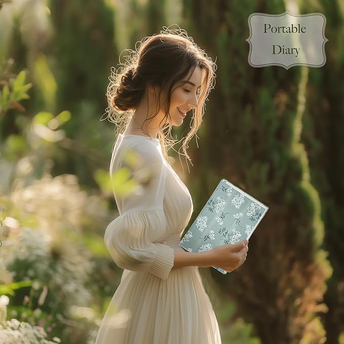 Floral Hardcover Notebook, Flower Journal for women, A5, 200 Pages, 6x8 Medium Lined Notebook, Floret Printed Fabric Cloth Journal, Similar Embroidered Linen Journal, Garden Journal, Green.