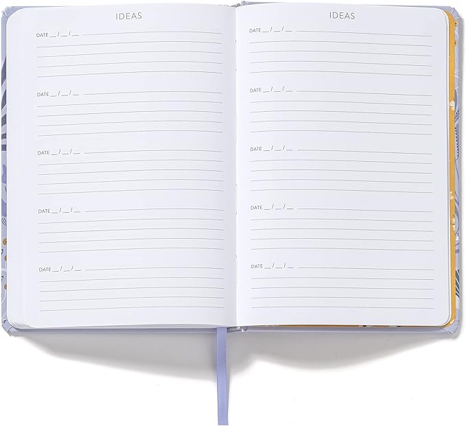 High Note Garden Bee Non-Dated Journal Notebook, 6" x 8.5" Lined Floral Notebook with Foil Accents, 183 Pages, Elastic Band and Ribbon Bookmark