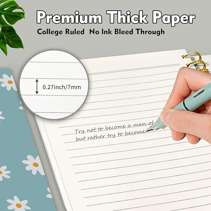 Spiral Journal Notebook,Strong TwinWire Binding with Premium Paper for Girl Women,Cool Funny 120 Pages,100gsm A5 College Ruled NotebookJournal,Perfect for Gifts Nurse Teacher Women(Cute Daisy)