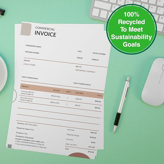 PrintWorks 100% Recycled Printer Paper 8.5" x 11" White - 20 lb Copy & Multipurpose Computer Paper - 6 Packs, 2400 Sheets - Made in the USA - 92 Bright - Printer & Copier Compatible (00018C)