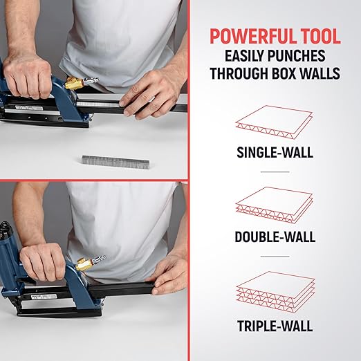 IDL Packaging SP50-10B-A Heavy-Duty Pneumatic Plier Stapler for 1/2" (12.7 mm) Crown Staples - Professional Air Powered Staple Gun - Air Pressure Staple Gun for Fast Cardboard and Carton Binding