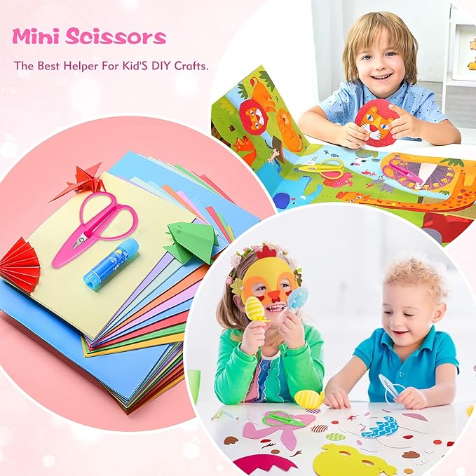 4 Pack Mini Scissors - Small Sharp Scissors All Purpose with Cover Tiny Detail Scissor for Travel Crafts Sewing Embroidery DIY (4 Colors)