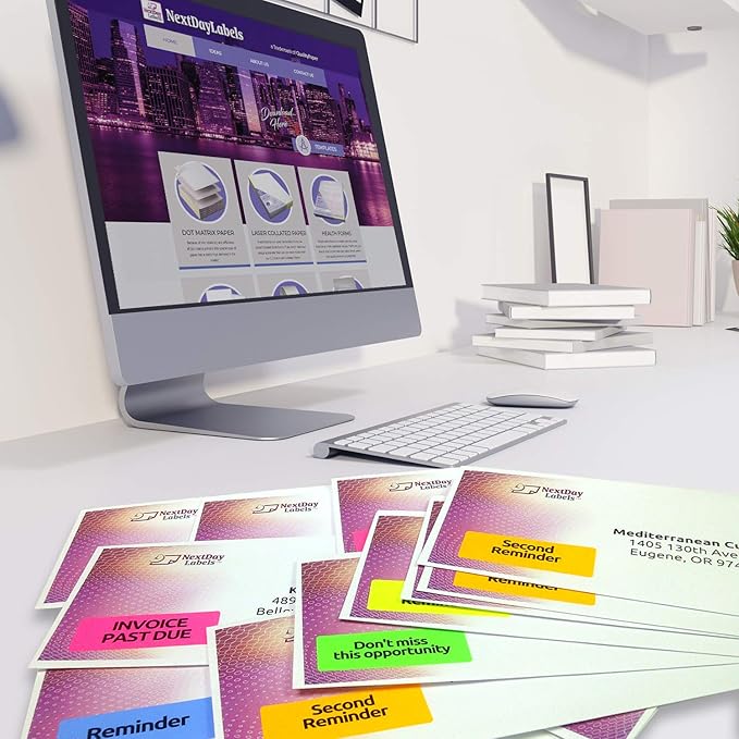 NextDayLabels - 8-1/2 x 11" Neon Color High Light Fluorescent Labels for Laser & Inkjet Printer (Pink Fluorescent, 1" x 2-5/8" - 30 Per Page | 750 Labels)