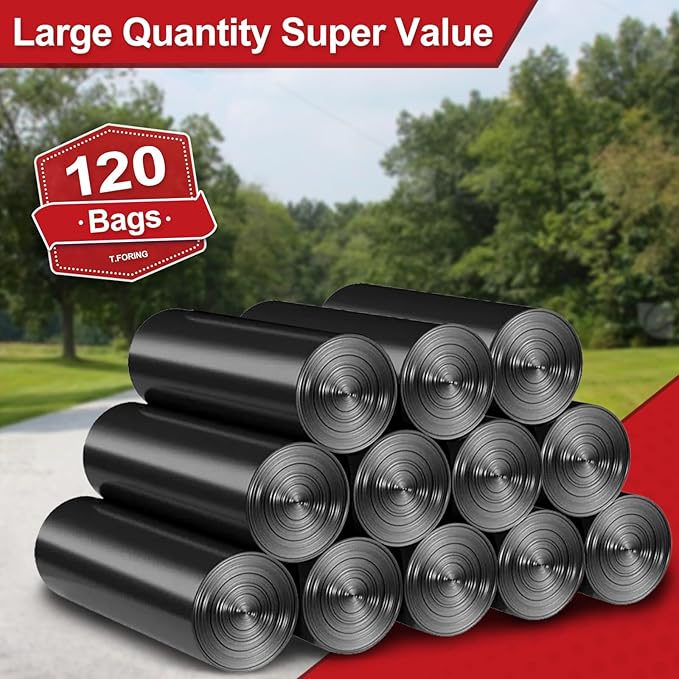 T.FORING Black Trash Bags 20-25 Gallon 120 Count - 30" x 33" Large Kitchen Garbage Bags, 20+ Gallon Trash Can Liners Unscented, Multipurpose for Home, Office, Daily Household Use