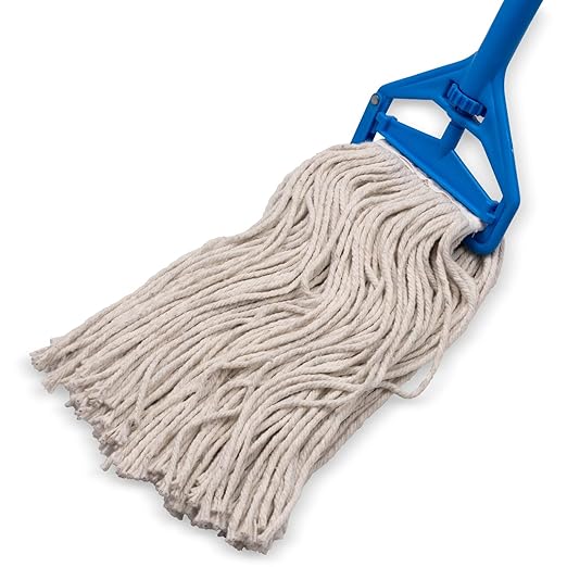 SPARTA Flo-Pac Cotton Mop Head, Cut-End, Narrow Band with White Band for Organized Cleaning, 32 Inches, Tan, (Pack of 12)