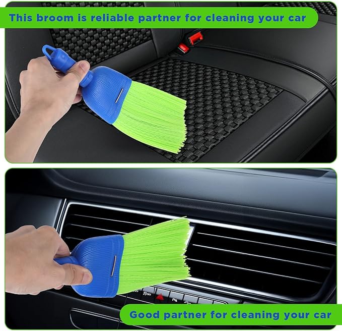 4 Pcs Whisk Broom, Poly Fiber Handheld Brush with Hanging Hole, Outdoor Car Hand Broom for Cleaning Indoor Porches, Floors, Decks, Driveways, Dust, and Dirt