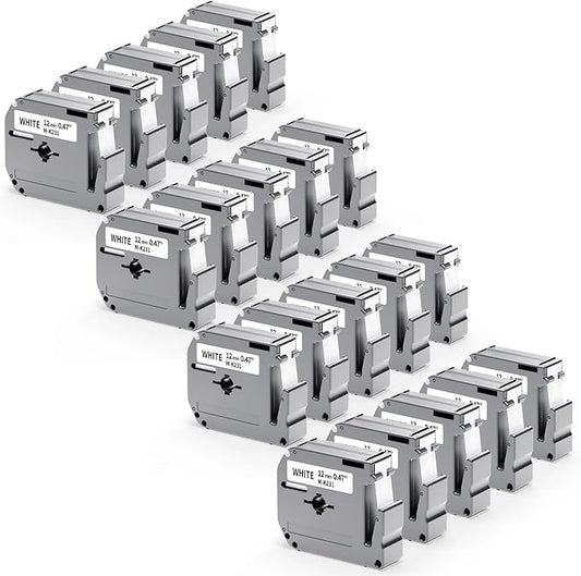 20 Pack Labelife M-K231 Label Tape Replacement for Brother P Touch M Tape 12mm 0.47 White M231 MK231 M-231 M-K231s Compatible for Brother Ptouch PT-65 PT-M95 PT-85 PT-75 Label Maker Refills