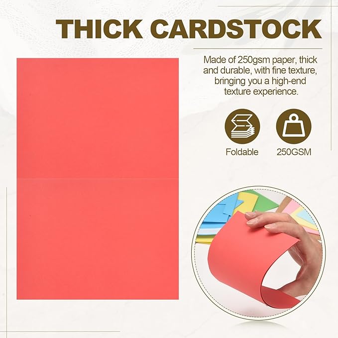 PATIKIL 50Pack 10 Assorted Colors 4x6 Blank Cards and Envelopes, Self Seal A6 Envelopes with Folded Cardstock Small for Greeting Cards Wedding Greeting Birthday Invitations Letter Mailing