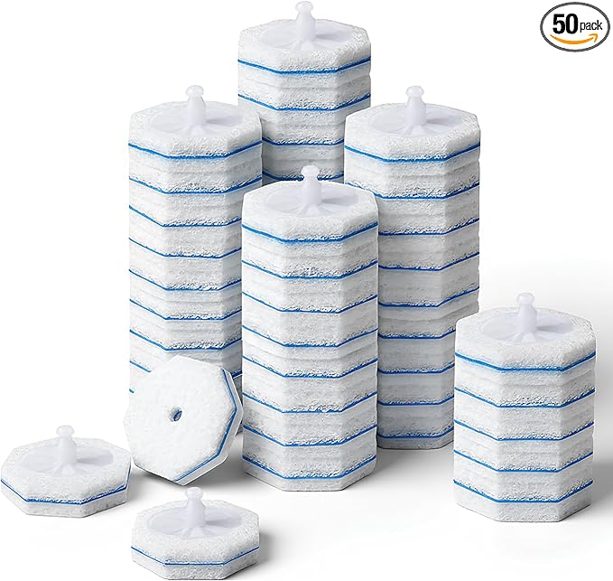 50 Pack Toilet Wand Refills Compatible with Clorox, Instant Foam Cleaning, Secure Lock No Slipping, Odor Neutralizing, Easy Snap-On Design