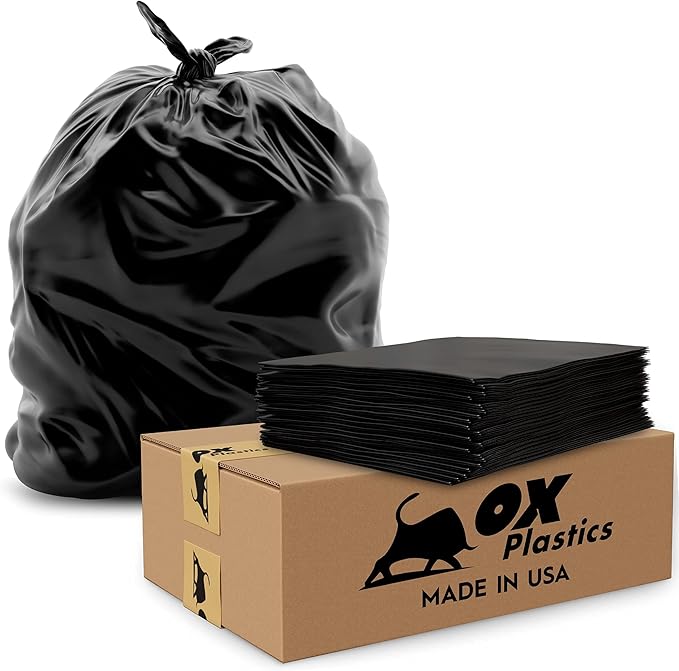 55 Gallon Trash Bag - 2 MIL thick, 100 count Large Contractor Heavy Duty Bags, Extra Large Trash Can Liner Bags, 36x52 2mil (Black)
