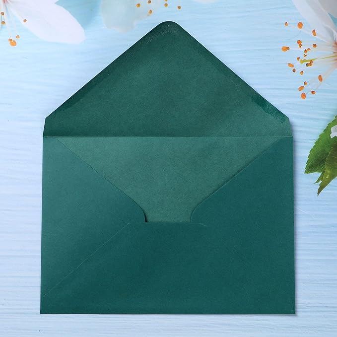 PONATIA 50 PCS/Pack A7 Emerald Green Envelopes, 5.25x7.5'', Perfect For 5x7'' Weddings Invitation Cards, Graduation, Acrylic Invitations, Photos, 5x7'' Envelopes For Invitations