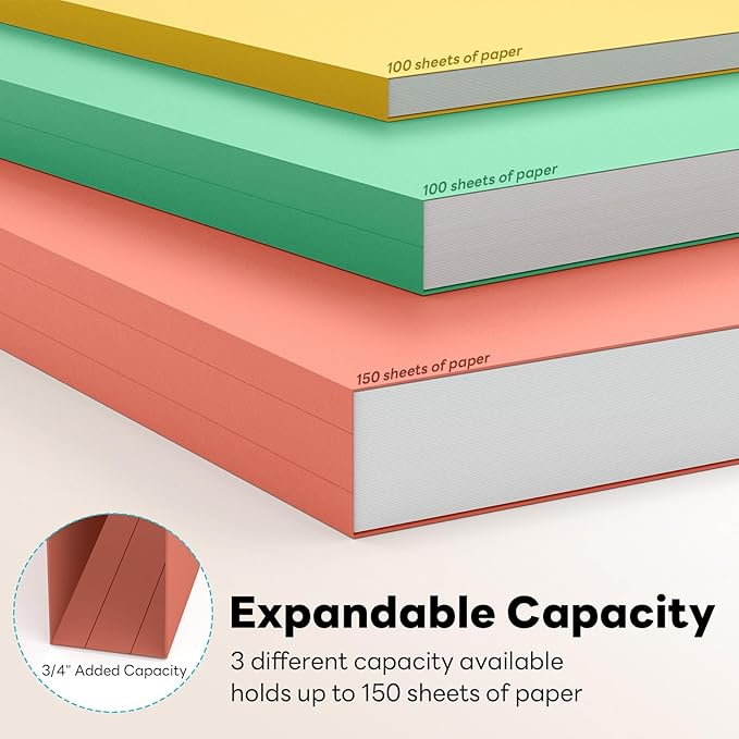 Piasoenc Color File Folders Set of 120, 1/3 Cut Tab, Letter Size Folder for 8.5 x 11 Documents Files, Assorted 6 Colors Filing for Office School Business