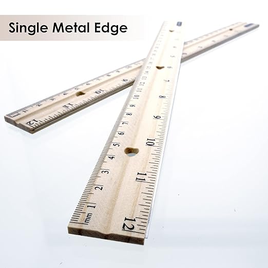 BAZIC Wooden Ruler 12" (30cm), Singel Metal Edge, Inches Centimeter Metric Measuring Drafting Rulers, 288-Packs