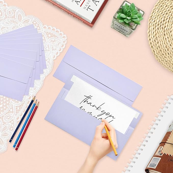 50 Pack #10 Business Envelopes, Light Purple Standard Envelopes Self Seal, Letter Size Mailing Envelopes for Checks Letters Invoices Statements Birthday Graduation Wedding, 4 1/8 x 9 1/2 Inch