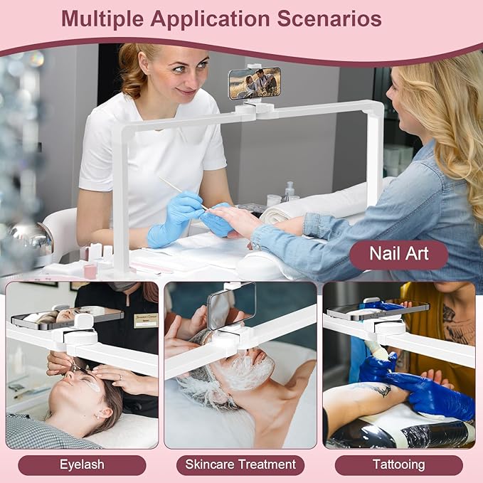 iVict Nail Desk Lamp, 34" Nails Tech Light with Phone Stand, 0-100% Adjustable Brightness, 3000K-6000K Color Temperature Led Desk lamp for Nail, Tattoos, Eyebrows, Beauty