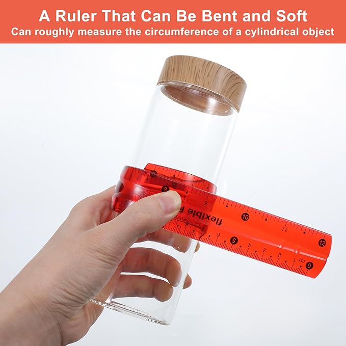 2 Pcs Flexible Ruler Set, 12 Inch Plastic Ruler Red and Green Bendable Measuring Tool for Office Home Drafting Tools