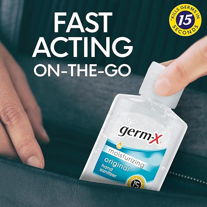 Germ-X Original Hand Sanitizer, 2 Fl Oz (Pack of 24), Less Drying Moisturizing Gel with Vitamin E, No Rinse Formula, Display Pack, Mini Travel Size for On-The-Go