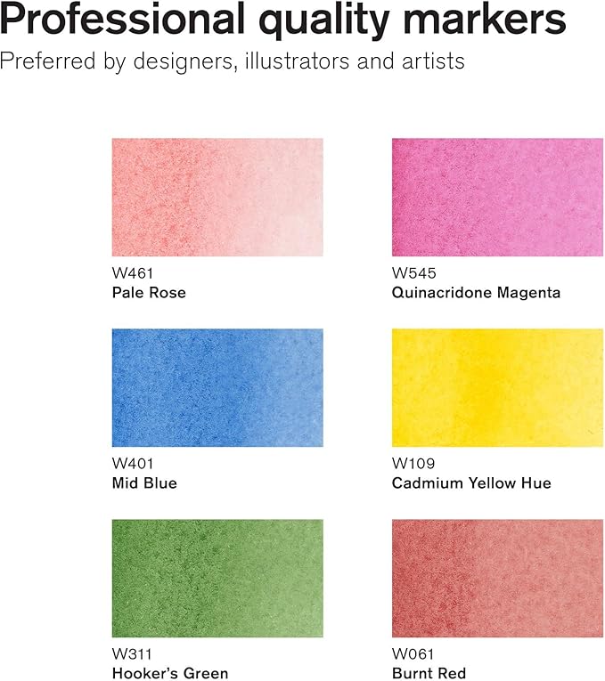 Winsor & Newton ProMarker Watercolor Marker Set, 6 Count, Floral Tones