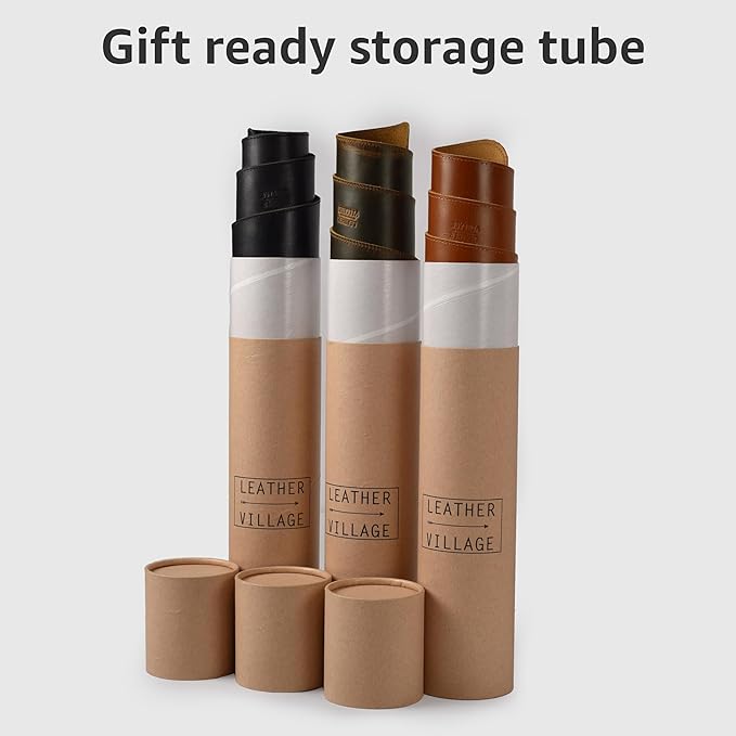 LEATHER VILLAGE -32''X16 Real Leather Desk Mat for Desktop & Laptop, with Leather Tray & Tea Coaster, 3mm Thick Desk Cover-Protector-Blotter- Black Color