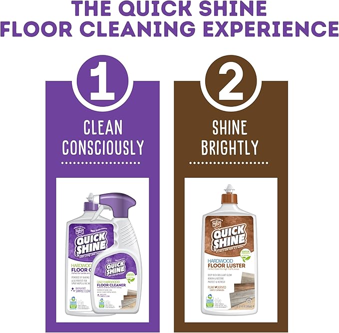 Quick Shine Hardwood Floor Cleaner 27oz| Use in Spray & Vac Mops| Removes Dirt & Scuff Marks| Ready-to-Use, Streak Free, No Rinse| Safer Choice Cleaner| Perfect for Gentle and Effective Cleaning