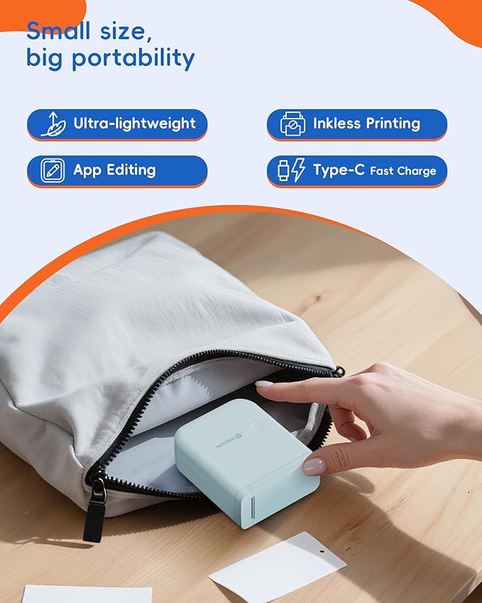 D110 Label Maker Machine with Tape, Bluetooth Mini Label Maker with Various Templates, Wireless Portable Small Label Printer for Home, Office, School, Blue