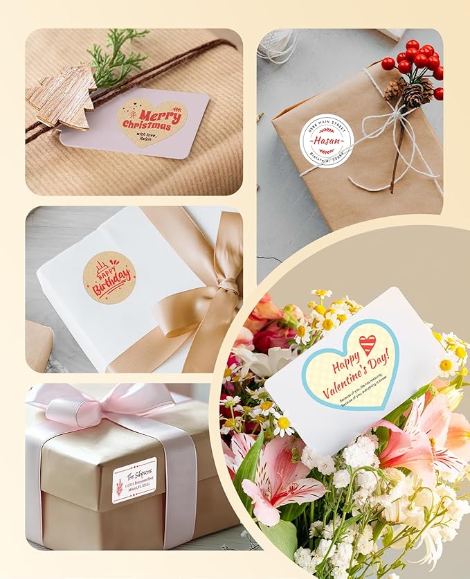 NIIMBOT B21 Pro Label Maker Refill - 300DPI Red & Black Dual Color Sticker Paper Kraft Heart (2"x1.69"/50x43mm) for School, Office, Retail, Baking & Safety Labels - Compatible with B21 Pro Only