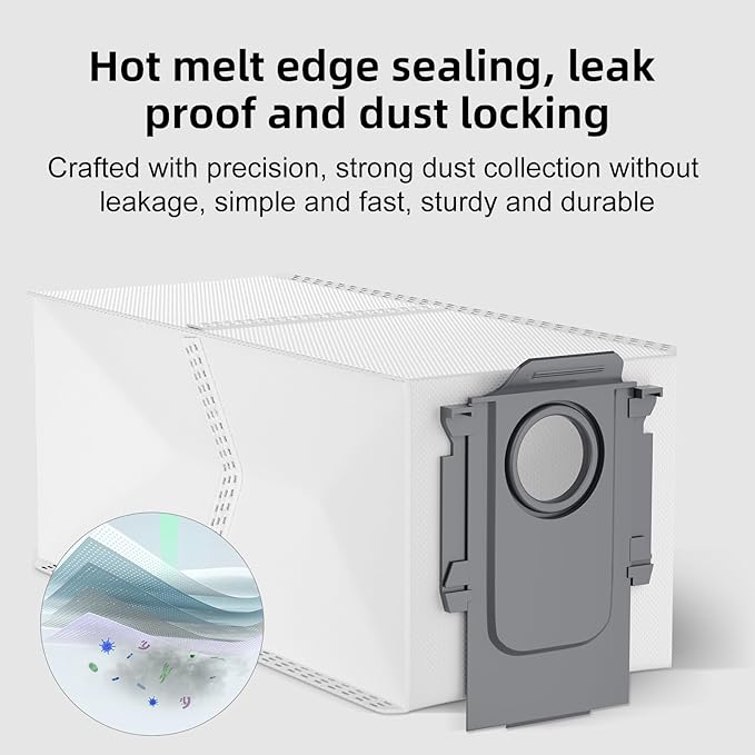 8 Pack Vacuum Dust Bags Replacement Compatible with Roborock S8+, S8 Pro Ultra, Q7 Max+/Max, Q5 Max+, Q8 Max+, S7 Pro Ultra, Q5, Q5+, Q5 Pro+, Q7, Q7+, S7 Max Ultra Vacuum Accessories