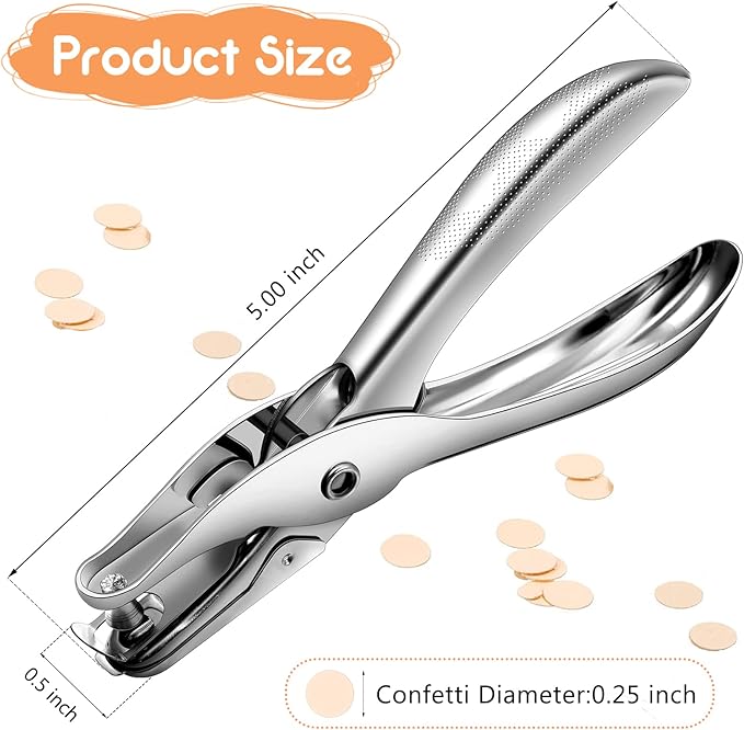 Lanties 24 Pack 1 Hole Punch 1/4 Inch Single Hole Puncher Metal 5 Sheet Capacity Single Punch Set Back to School Silver Paper Punches for Greeting Cards Scrapbook Notebook Puncher Paper Hand Tool