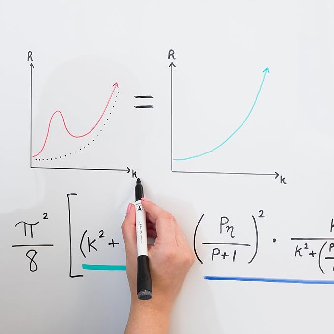 U Brands Fine Tip Dry Erase Markers with Eraser, Whiteboard Markers, Low Odor, Black, Set of 12