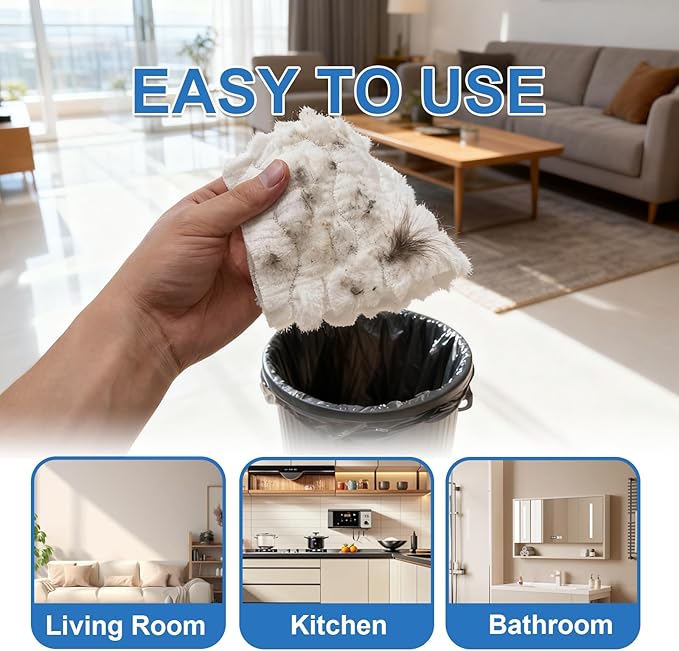 JUUDDENPARTS 100Pcs Heavy Duty Dry Sweeping Cloths Replacement for Swiffer Mop, Microfiber Duster Mop Pad Refills, Disposable for Hardwood and Multi-Surface Cleaning