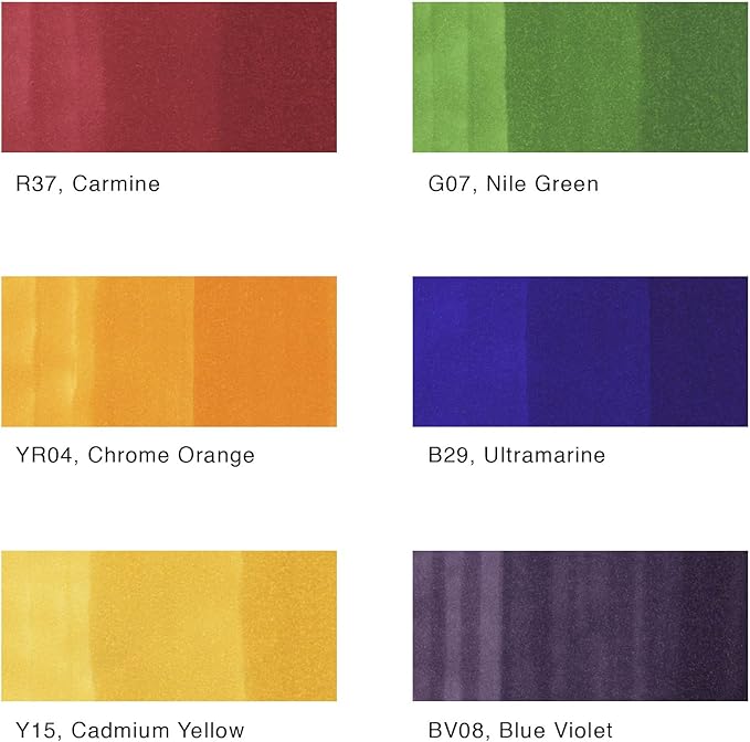 Copic Ciao, Alcohol Markers, 6 Colors Dual Brush Tip Art Marker for Adults/Teen Artists & Creators, Permanent Blendable Sketch Markers for Coloring Drawing & Illustration Art - Primary Color Set