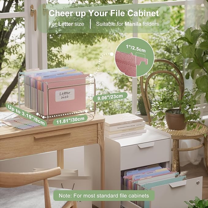 Extra Capacity Hanging File Folders, 3.15" Reinforced Wheat Straw Expanding Hanging Folder Letter Size, Heavy Duty for Filing Cabinets, File Organizer for Office & Home-A Color-6 Packs